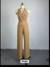 Load image into Gallery viewer, Sexy Halter Backless jumpsuit high waist bandage sleeve wide leg suit
