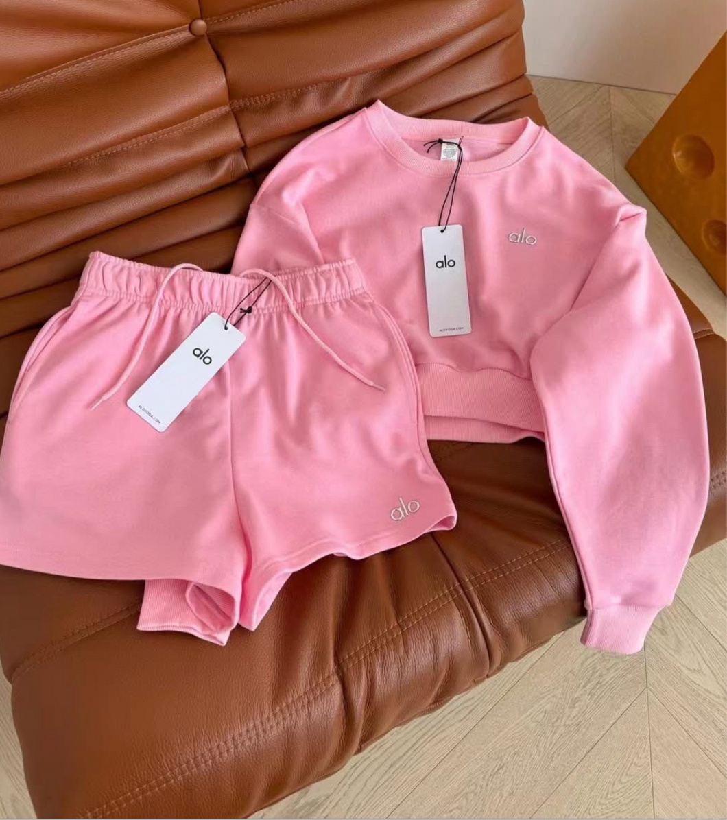 alo sweat suit short set