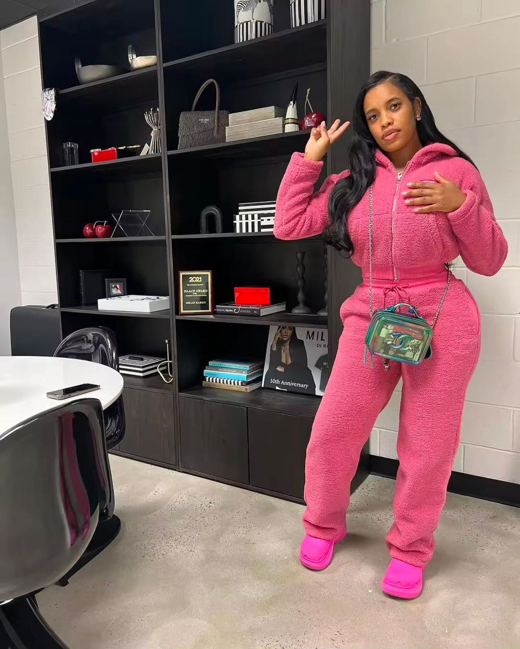 Fluffy girl two piece set
