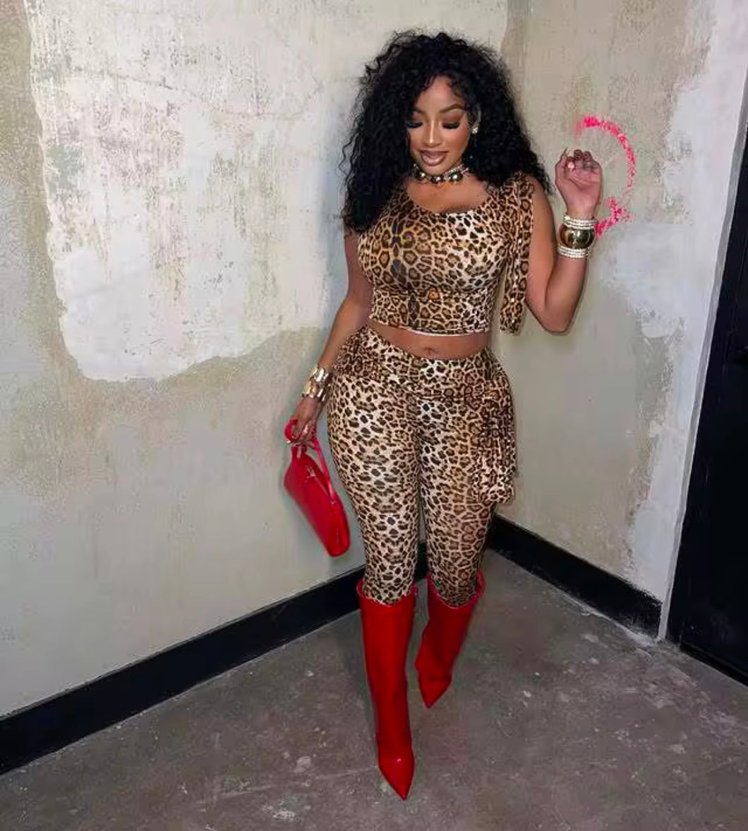 Cheetah girl two piece set